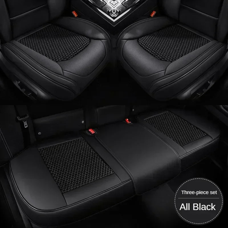 Full Coverage Car Seat Cover 3D Cushion Universal Fit Front and Rear Seats, Durable Synthetic Leather Car Interior Protector - Delicate Leather