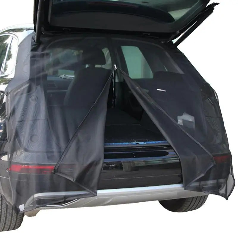 SUV Trunk Tailgate Mosquito Net Car Tailgate Sunshade With Two-way Zipper Breathable Insect-proof UV-proof SUV Trunk Curtain - Delicate Leather