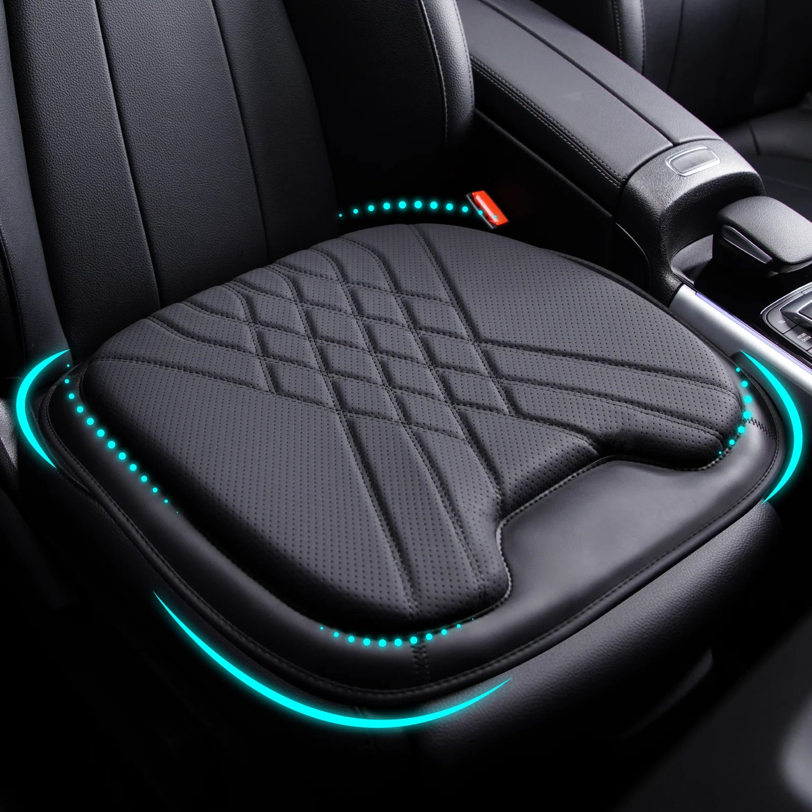 PU Leather Car Seat Cushion – Ergonomic Plum Buckle Design, Durable & Comfortable Seat Pad for Home, Office, and Car - Delicate Leather