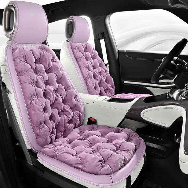 Premium Down Winter Car Seat Cushion – Thick Warm Padding, Universal Fit for Cars, SUVs, and Trucks - Delicate Leather