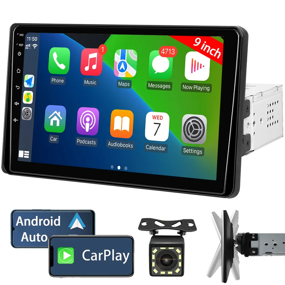 Single Din 9-Inch Car Stereo – Apple CarPlay, Android Auto, Touch Screen Bluetooth Audio with Backup Camera 19 - Delicate Leather