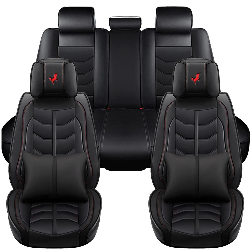 5-Seat Universal PU Leather Car Seat Covers – Full Set Front & Rear Cushions for Sedans, SUVs, Pickup Trucks
