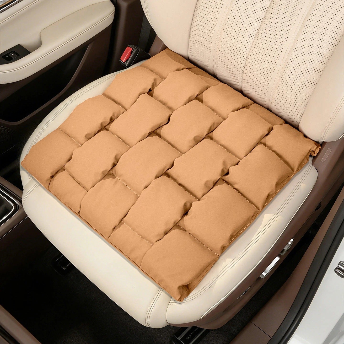 Square Bubble Car Seat Cushion – Breathable Anti-Slip Front Seat Pad - Delicate Leather