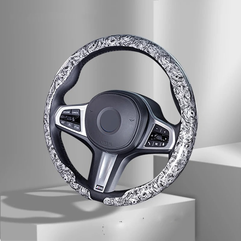 Universal Anti-Slip Wood Grain Steering Wheel Cover 38cm (15 Inch) – Premium Car Steering Wheel Protector - Delicate Leather