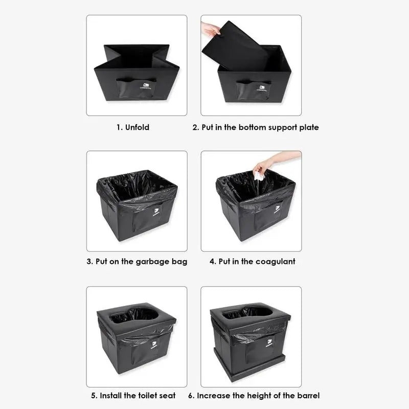 Car Interior Trash Bin - PU Leather Rainproof Mobile Toilet for Camping and Outdoor Activities - Delicate Leather