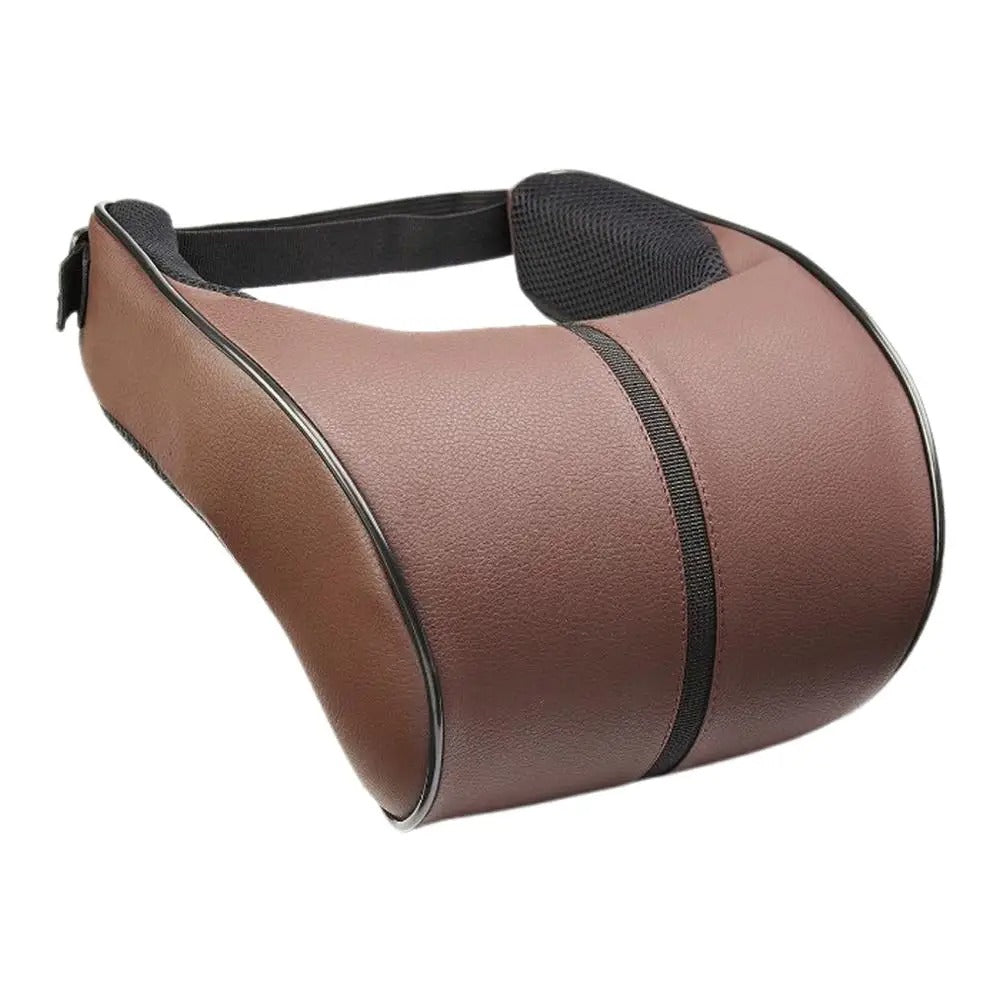 Adjustable Memory Foam Car Headrest & Lumbar Cushion Set – Leather Neck & Back Support Pillow - Delicate Leather