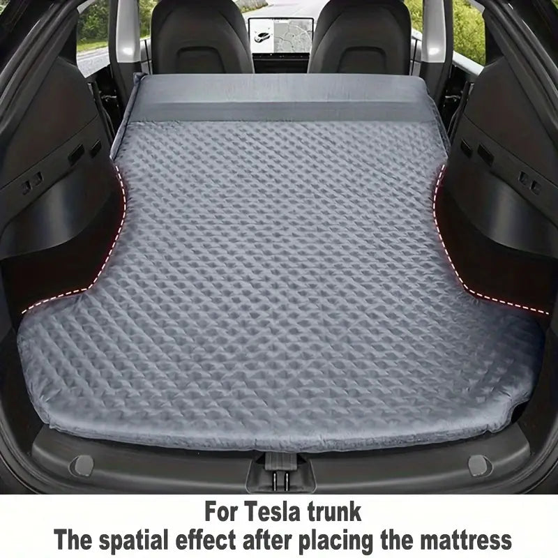 Car Self-Inflating Sleeping Pad – Portable 2.36" Camping Mattress for Tesla Model Y & 3 - Delicate Leather