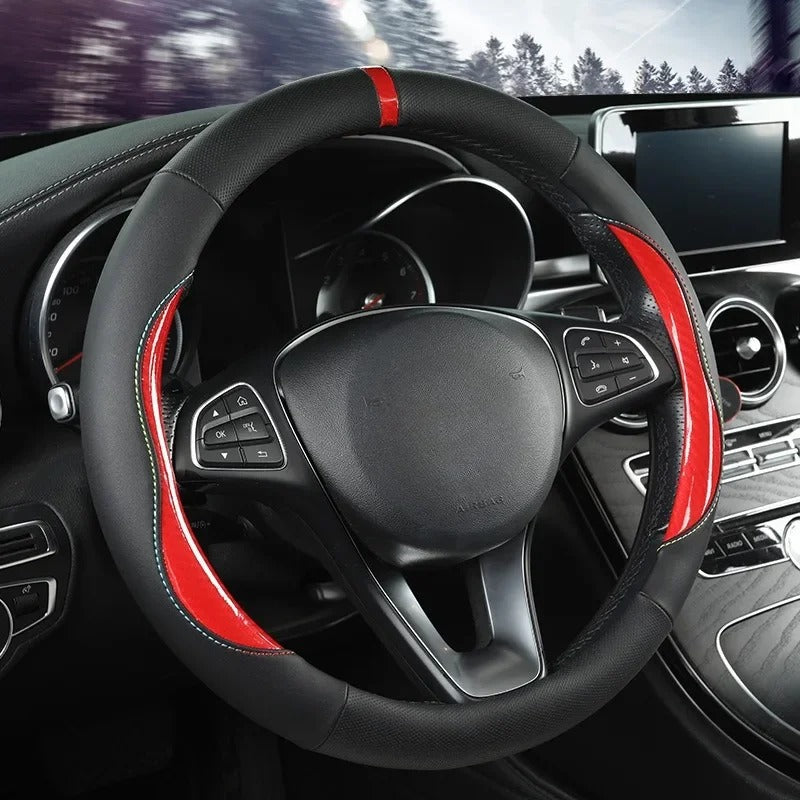 Microfiber Leather Steering Wheel Cover – Universal O & D Shape Anti-Slip Design - Delicate Leather