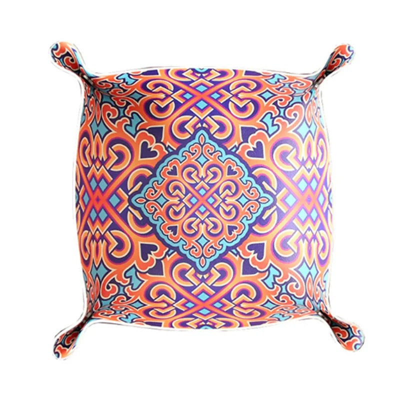 Fashion PU Leather Desktop Storage Tray - Key Plate Home Decoration Dice Tray Key Wallet Coins Folding Storage Box Wholesale - Delicate Leather