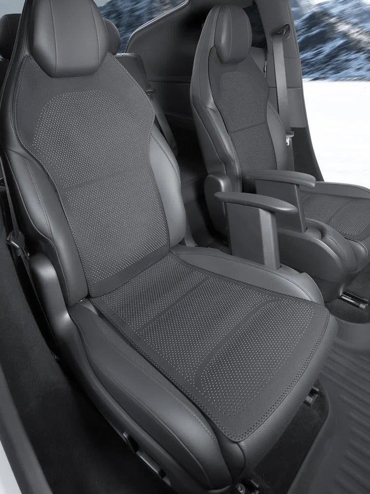For 6-seater Tesla Model YL Car Seat Cushion Set – Front & Rear Seat Protection Cushions - Delicate Leather
