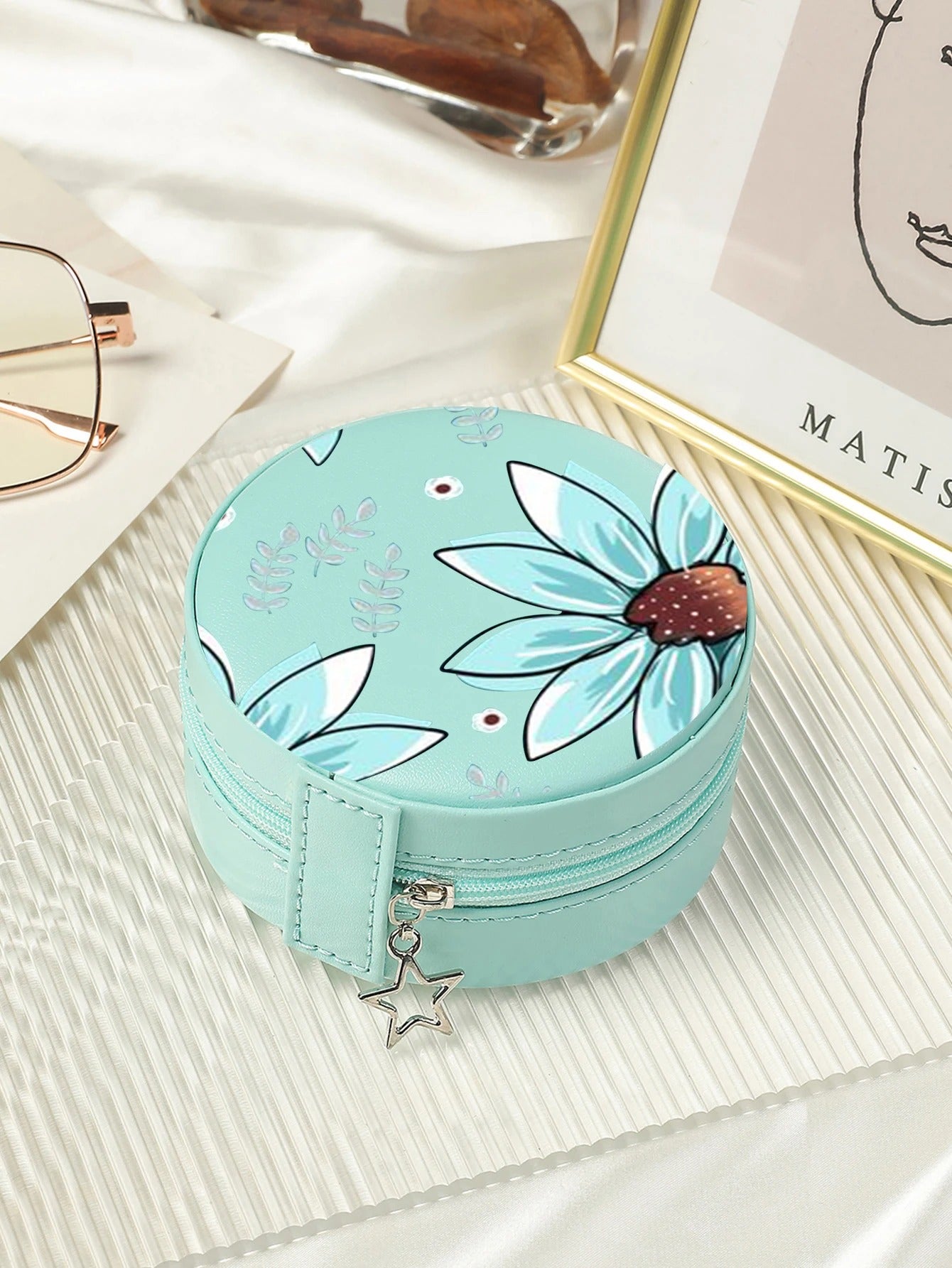 Flower Jewelry Storage Box Organizer, Display Travel Jewelry Case, Flower Leather Earrings Necklace Ring Organizer for Gift - Delicate Leather