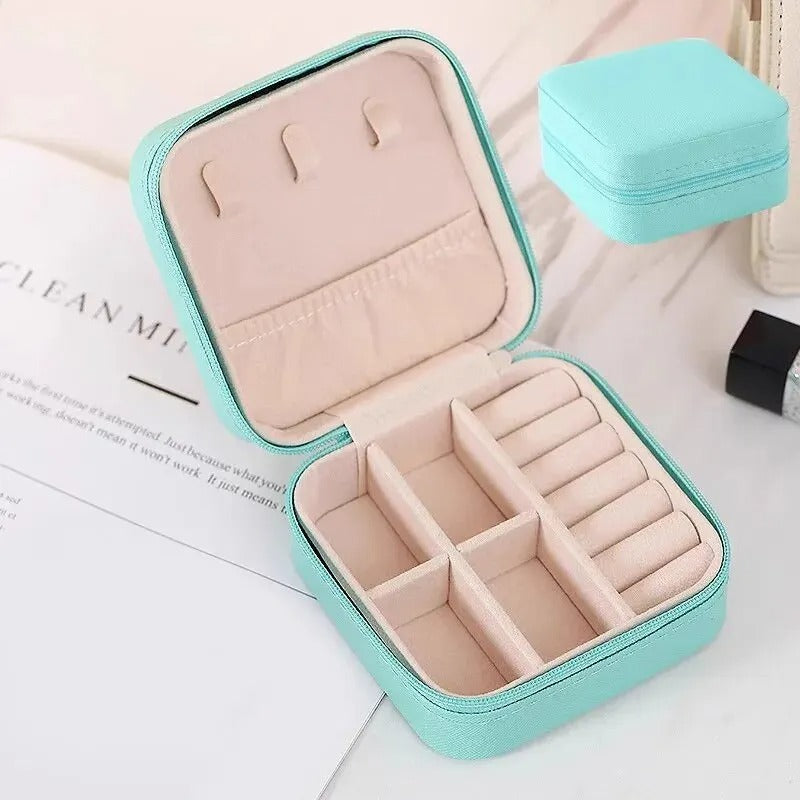 Mini Jewelry Storage Box - Portable Home Travel Earrings Necklace Storage Case for Women, Ring Organizer PU Leather Display Case - Delicate Leather