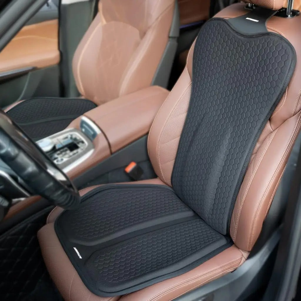 Breathable Gel Seat Cushion for Car & Office - Lumbar Back Support Pillow for Pain Relief - TPE & Polyester Material - Delicate Leather