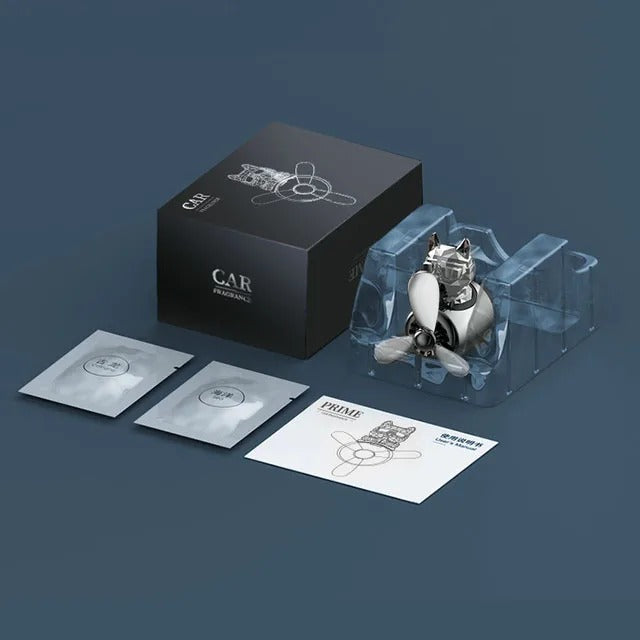 Car Fragrance Auto Air Freshener Cool Bulldog Pilot Rotating Propeller Air Outlet Perfume Flavoring Accessories - Delicate Leather