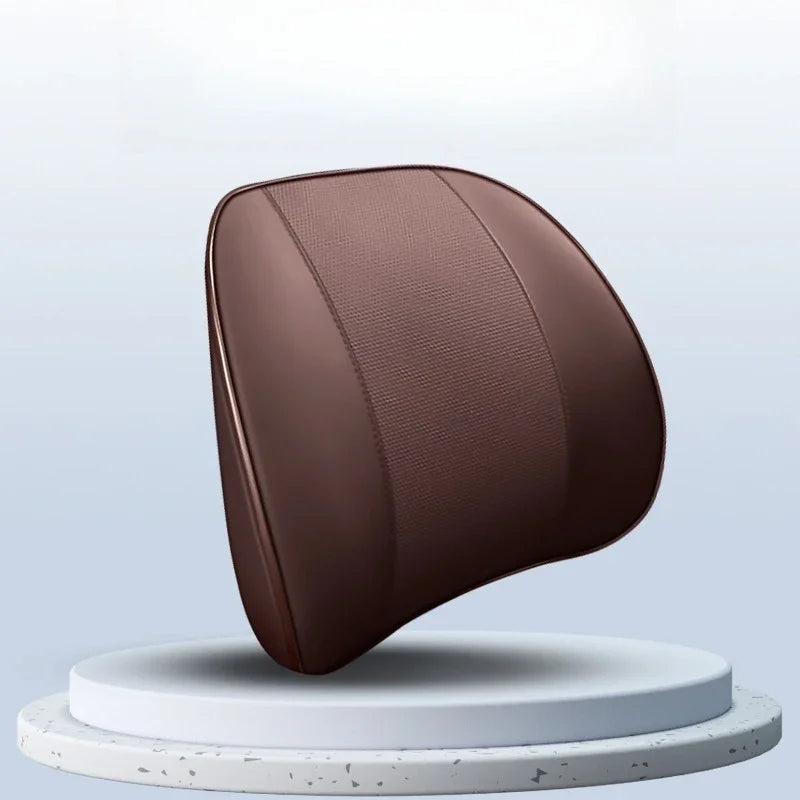 Ventilated Memory Foam Car Neck & Lumbar Pillow – Slow Rebound, Universal Seat Support - Delicate Leather