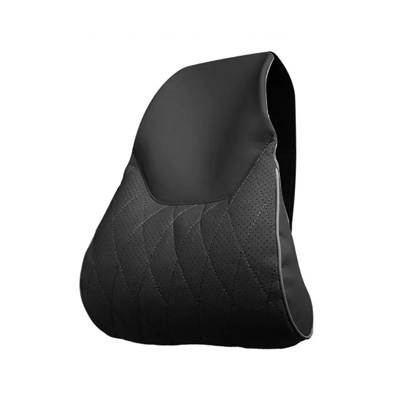 Universal Memory Foam Car Headrest and Lumbar Support Set – Breathable Neck & Back Cushion for All-Season Comfort - Delicate Leather