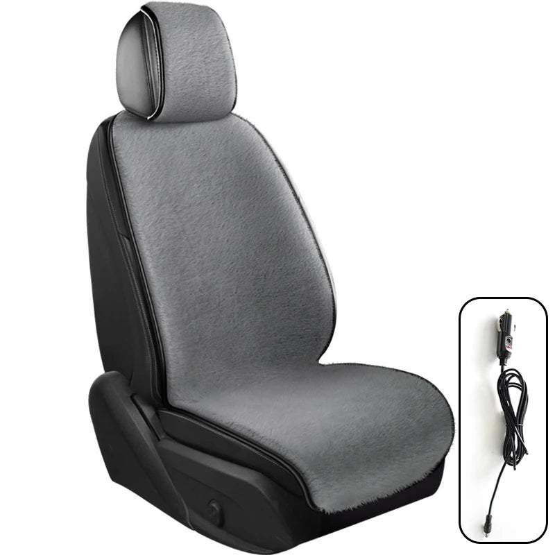 Heated Car Seat Cover 12V – Fast Heating Plush Seat Cushion for Winter Comfort - Delicate Leather