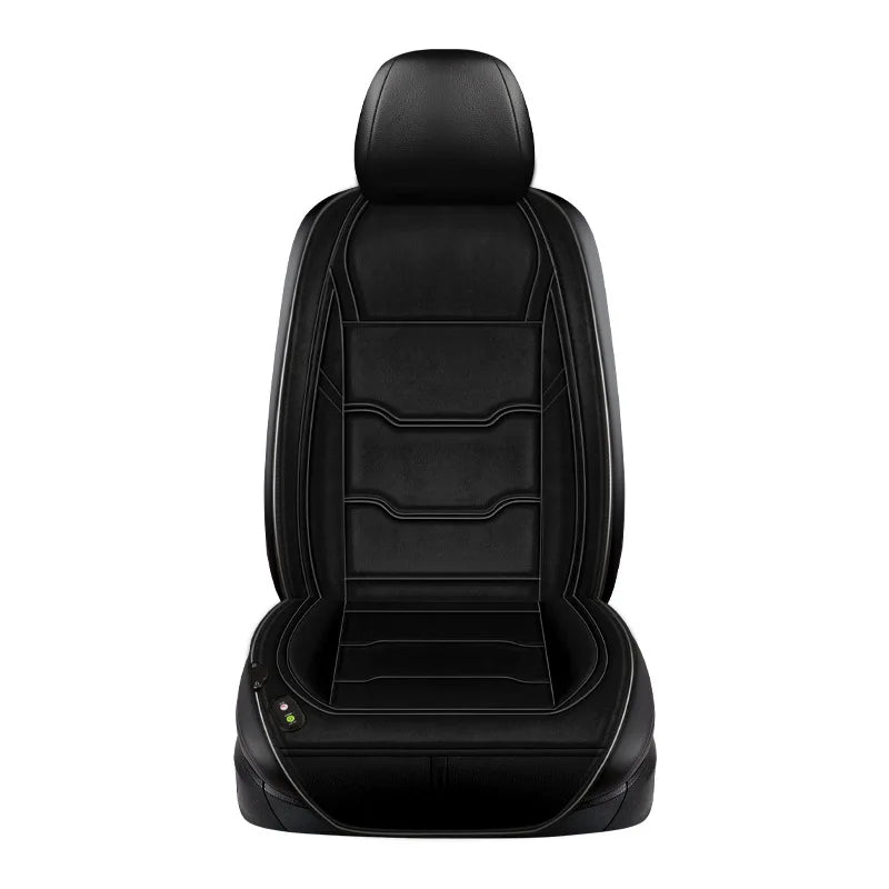 12V/24V Heated Car Seat Cover – Universal Fast-Heating Winter Seat Cushion with Auto Power Protection - Delicate Leather