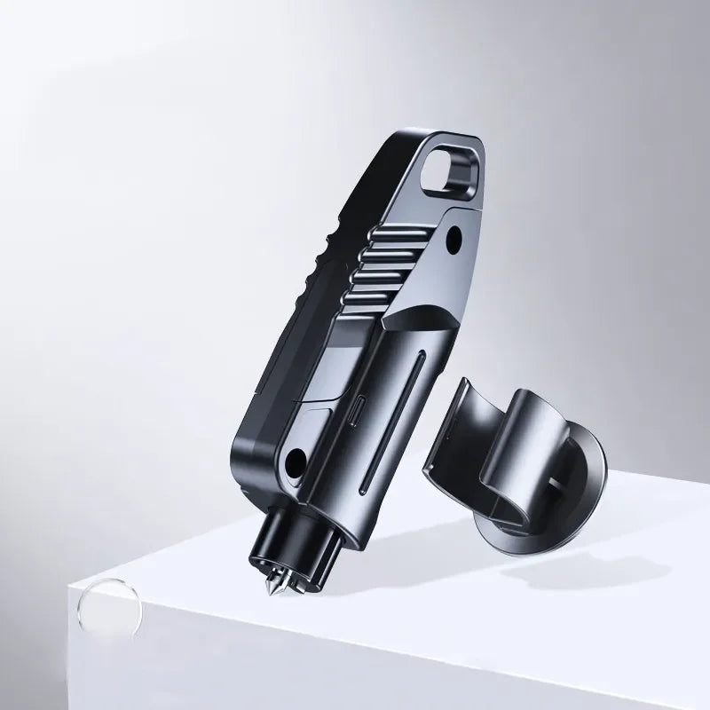 2-in-1 Car Seat Belt Cutter & Emergency Window Breaker Safety Hammer - Delicate Leather