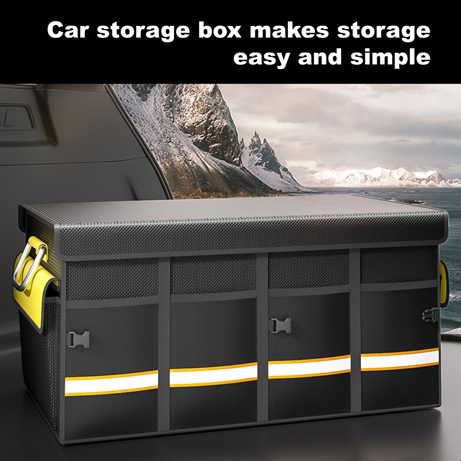Car Trunk Storage Box - Portable Multipurpose Folding Storage Box for Outdoor Travel - Delicate Leather