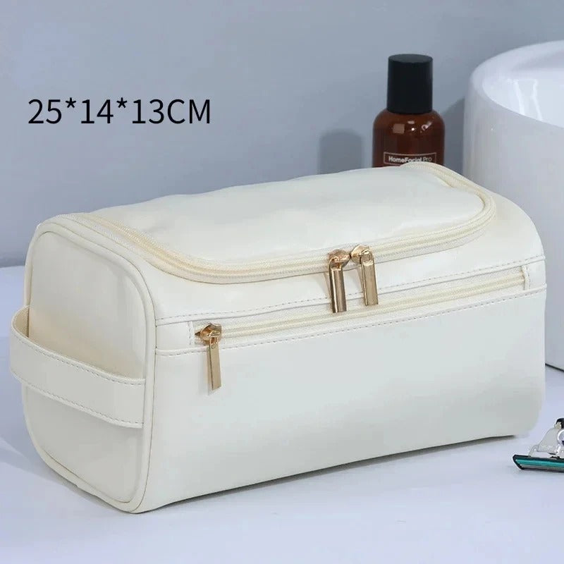 Hanging Toiletry Bag – Large Capacity Travel Organizer for Men & Women - Delicate Leather