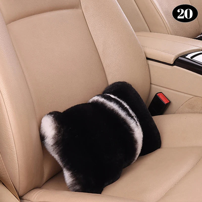 Universal Winter Faux Wool Car Seat Cover – Thickened Warm Plush Cushion, Soft Artificial Fur Interior Accessory - Delicate Leather