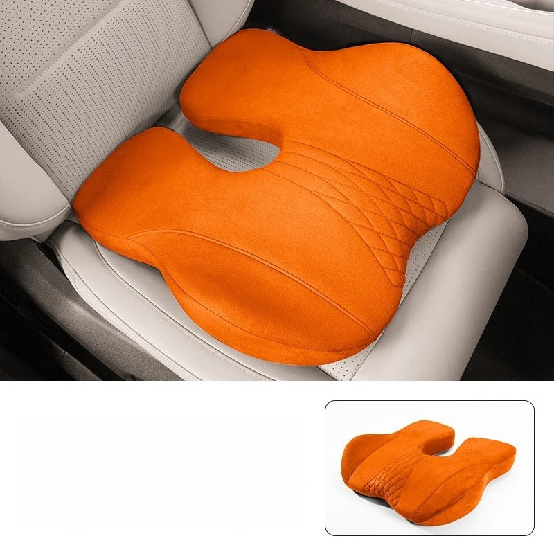 Memory Foam Seat Cushion & Lumbar Support Pillow Set – Ergonomic Chair Cushion for Car & Office - Delicate Leather