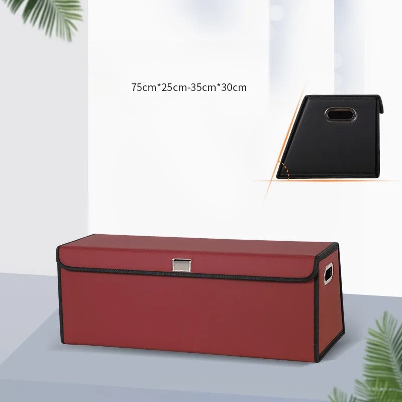 PU Leather Trunk Storage Box – Foldable Car Organizer for Tools & Accessories - Delicate Leather