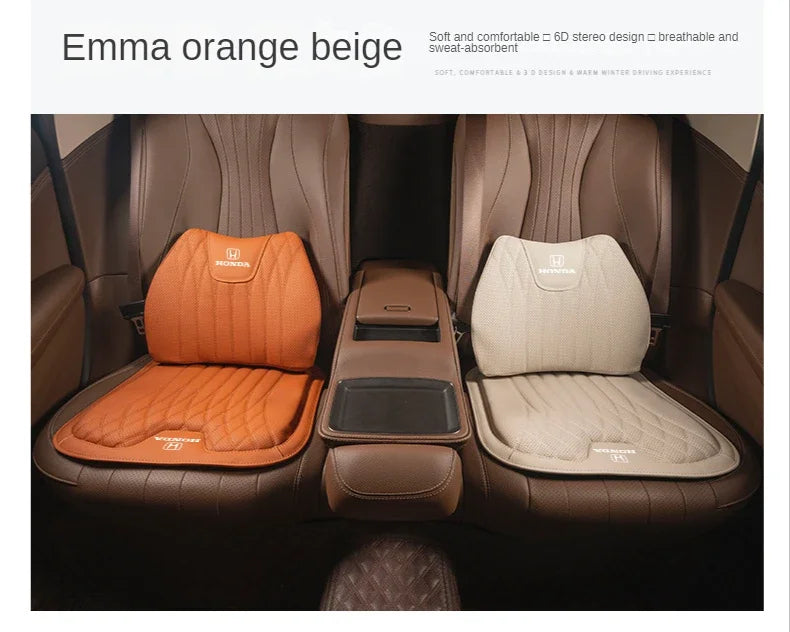 Delicate Leather Universal Car Seat Cushion with Lumbar Support – Ergonomic Leather Driver’s Seat Pad with Integrated Back Support - Delicate Leather