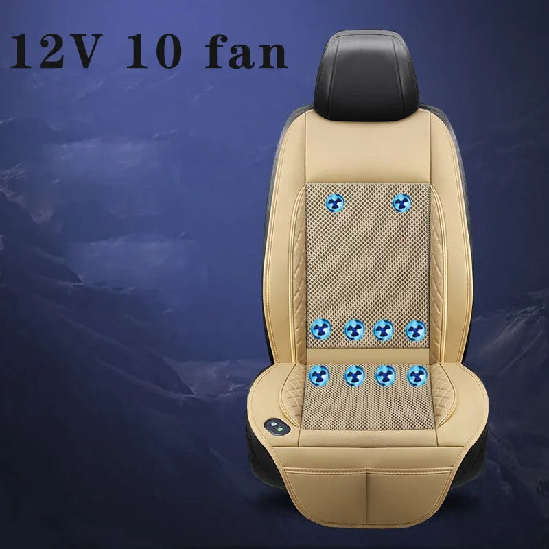 12V Car Cooling Seat Cushion with Built-in Fans – Ventilated Summer Seat Cover with Heat Dissipation and Massage Function - Delicate Leather