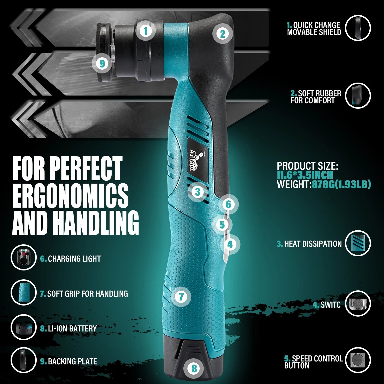 12V Cordless Electric Car Polisher – Dual Action Detailing Tool with 6 Speed Settings