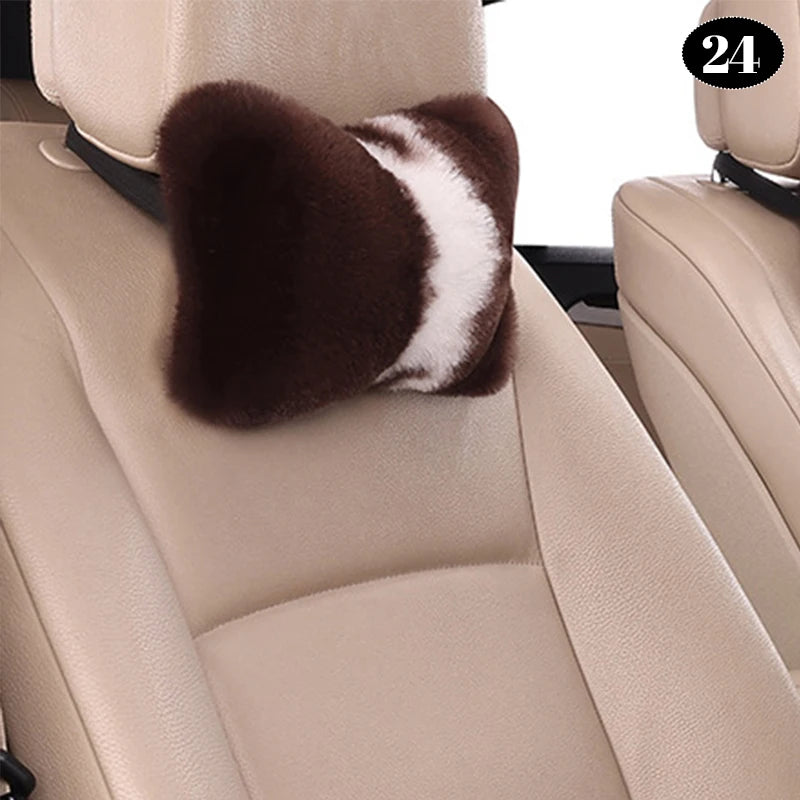 Universal Winter Faux Wool Car Seat Cover – Thickened Warm Plush Cushion, Soft Artificial Fur Interior Accessory - Delicate Leather