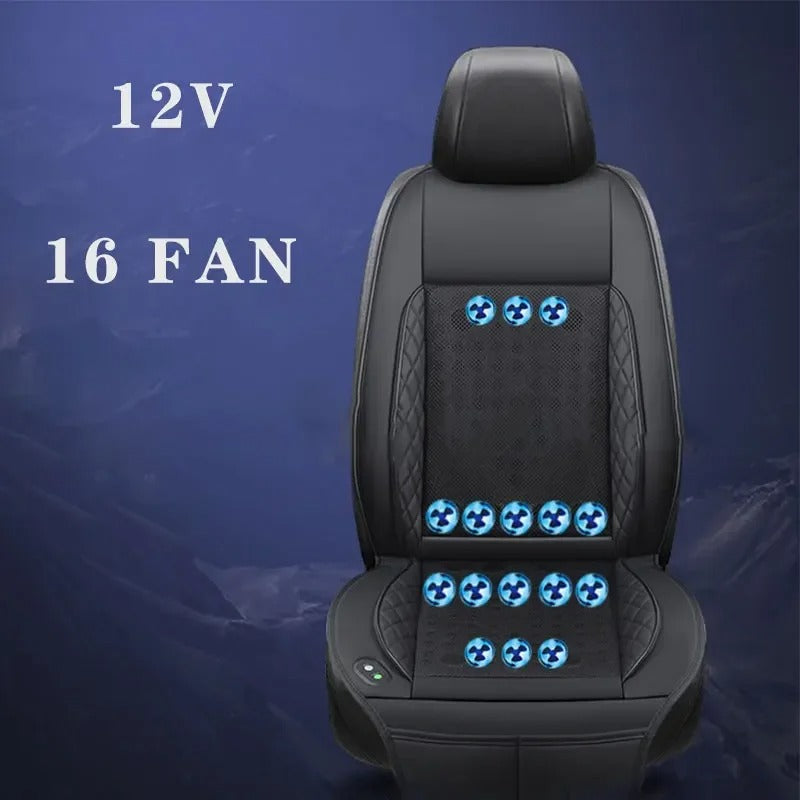12V/24V Ventilated Massage Car Seat Cushion – Cooling and Air Circulation Pad for Summer Use - Delicate Leather