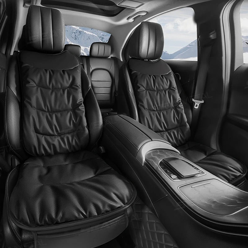 Leatherette Car Seat Cushion – Universal Breathable Front/Backrest Protector Mat for All Seasons - Delicate Leather
