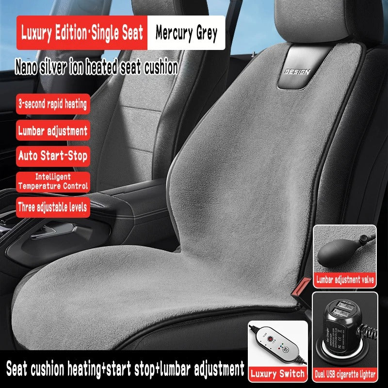 12V Universal Heated Car Seat Cushion – Winter Warmer with 3 Heat Levels, Non-Slip Heating Pad, Imitation Cashmere Fabric 120×45 cm - Delicate Leather