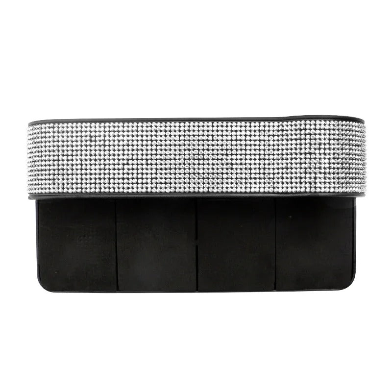 Shiny Diamond Car Seat Gap Filler & Organizer – Stylish Storage Box with Cup Holder, Gift For Mother's Day 2025 - Delicate Leather