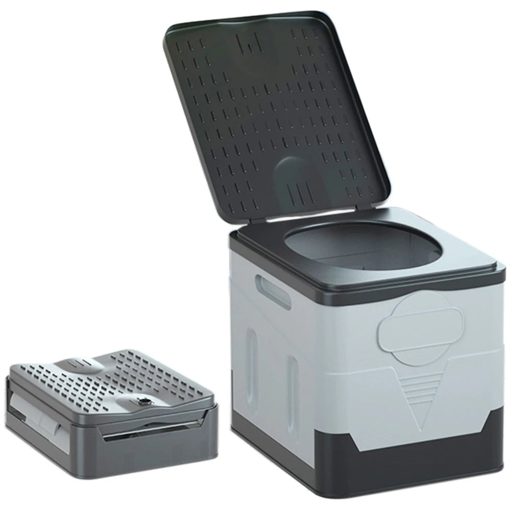 Travel Portable Car Emergency Toilet with cover Outdoor Folding Camping Toilet for Camping Hiking Boat Road Trips Beach - Delicate Leather