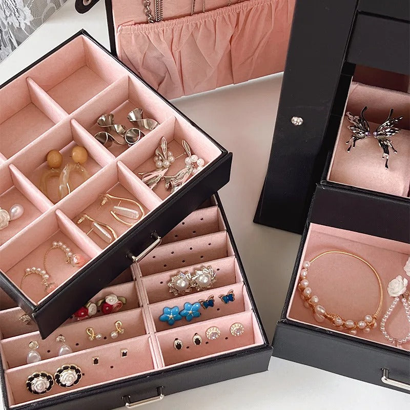 Leather 5-Layer Drawer Jewelry Storage Box - Large Capacity Organizer for Necklaces, Bracelets, Pendants - Delicate Leather