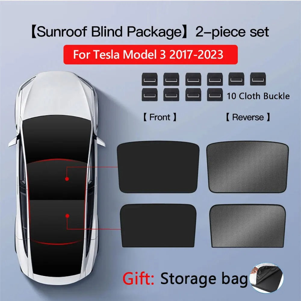 Glass Roof Sunshade for Tesla Model 3 Highland 2025 / Model Y 2020–2025 – UV Protection Mesh with Collapsible Frame - Delicate Leather