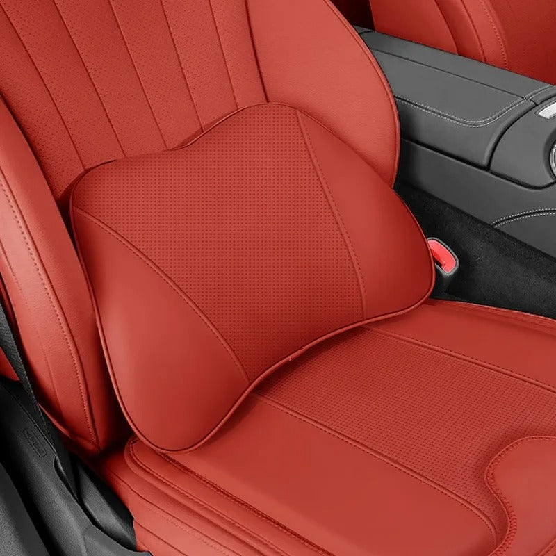 Universal Car Seat Cushion – Nappa Leather Headrest Support Pillow for Car - Delicate Leather