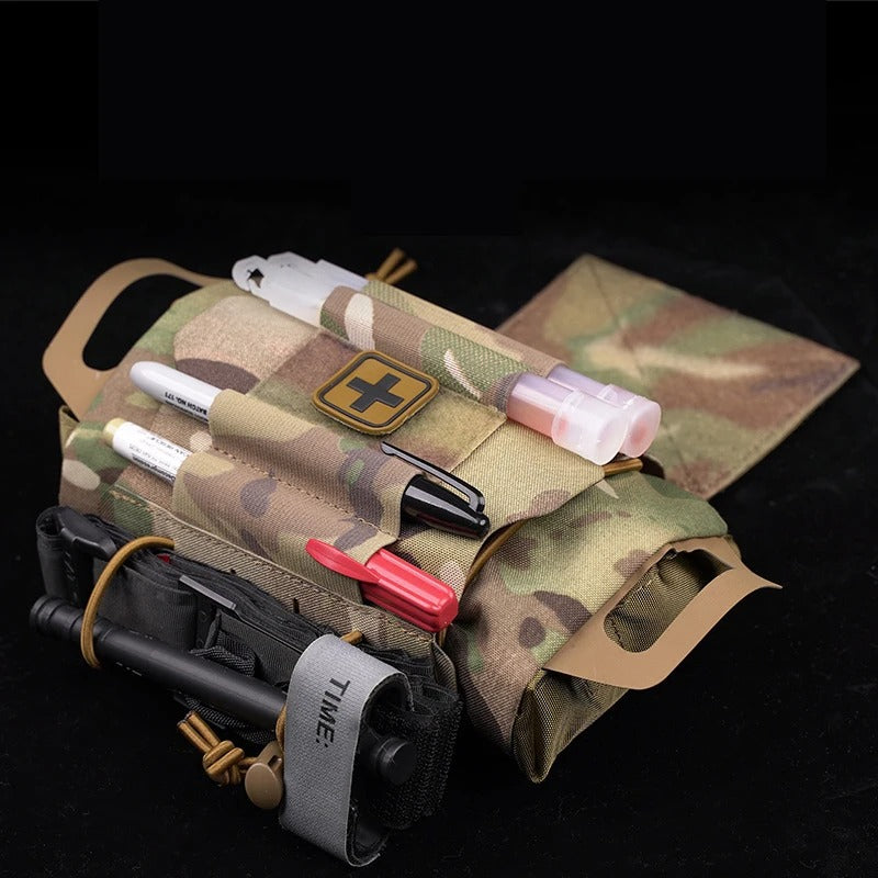 Outdoor Utility Pouch – Nylon Compact Storage Bag with MOLLE-Style Attachment - Delicate Leather