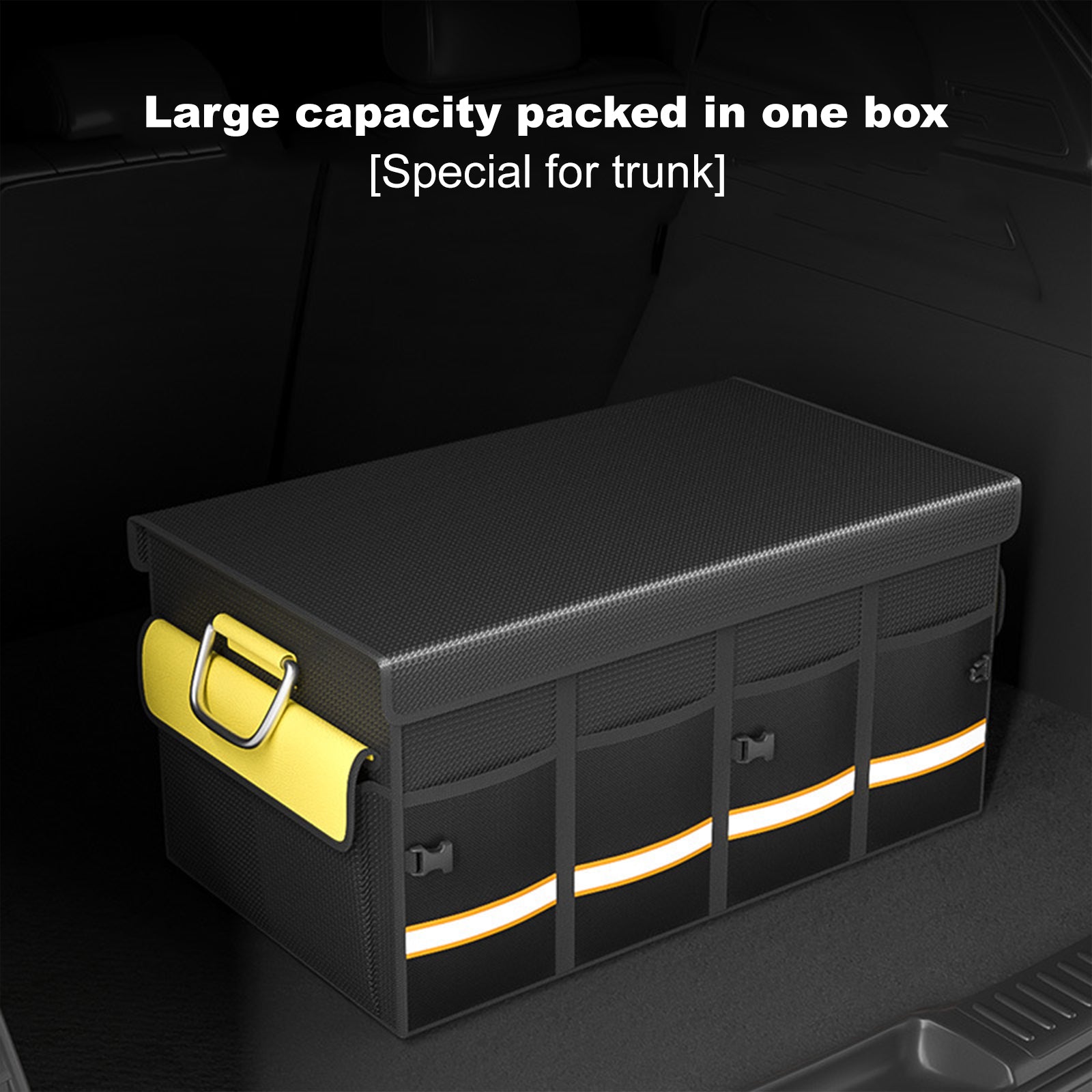 Car Trunk Storage Box - Portable Multipurpose Folding Storage Box for Outdoor Travel - Delicate Leather