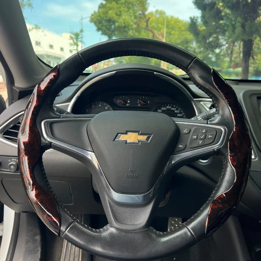 Luxury Glitter Forged Carbon Fiber Steering Wheel Cover – 3D Textured, Anti-Slip, Universal Fit & Easy Installation - Delicate Leather