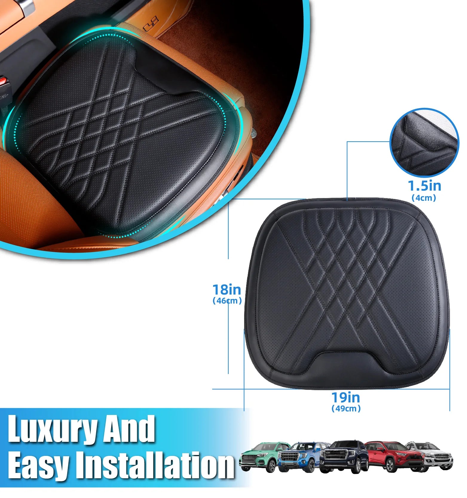 PU Leather Car Seat Cushion – Ergonomic Plum Buckle Design, Durable & Comfortable Seat Pad for Home, Office, and Car - Delicate Leather