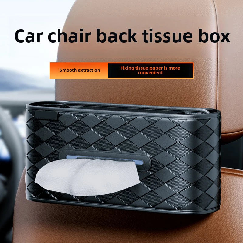 Leather Car Tissue Holder for Back Seat – Center Console Armrest Napkin Box, Universal Backseat Interior Accessory - Delicate Leather