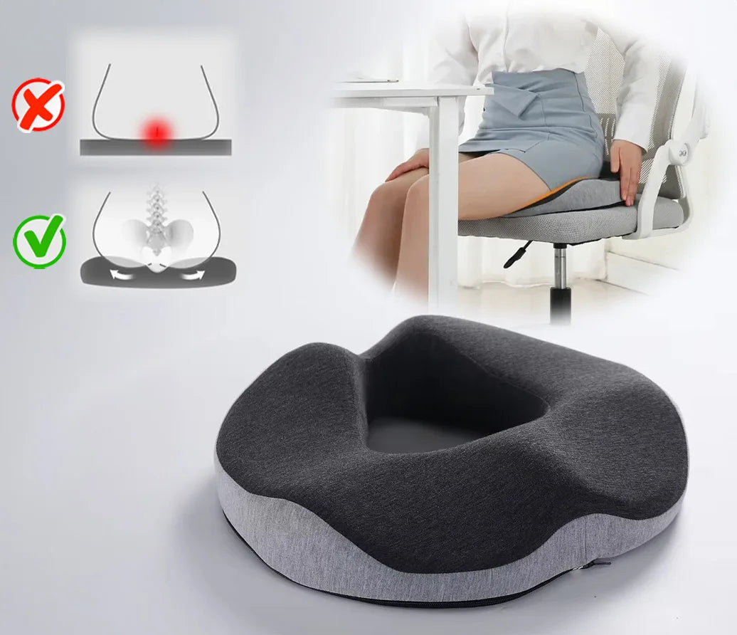 Memory Foam Seat Cushion – Breathable Non-Slip Chair Pad for Car, Office, and Home - Delicate Leather