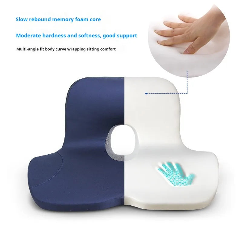 L-Shaped Memory Foam Seat Cushion – Office Chair Pad, Anti-Slip, Pressure-Reducing Hip & Waist Support - Delicate Leather