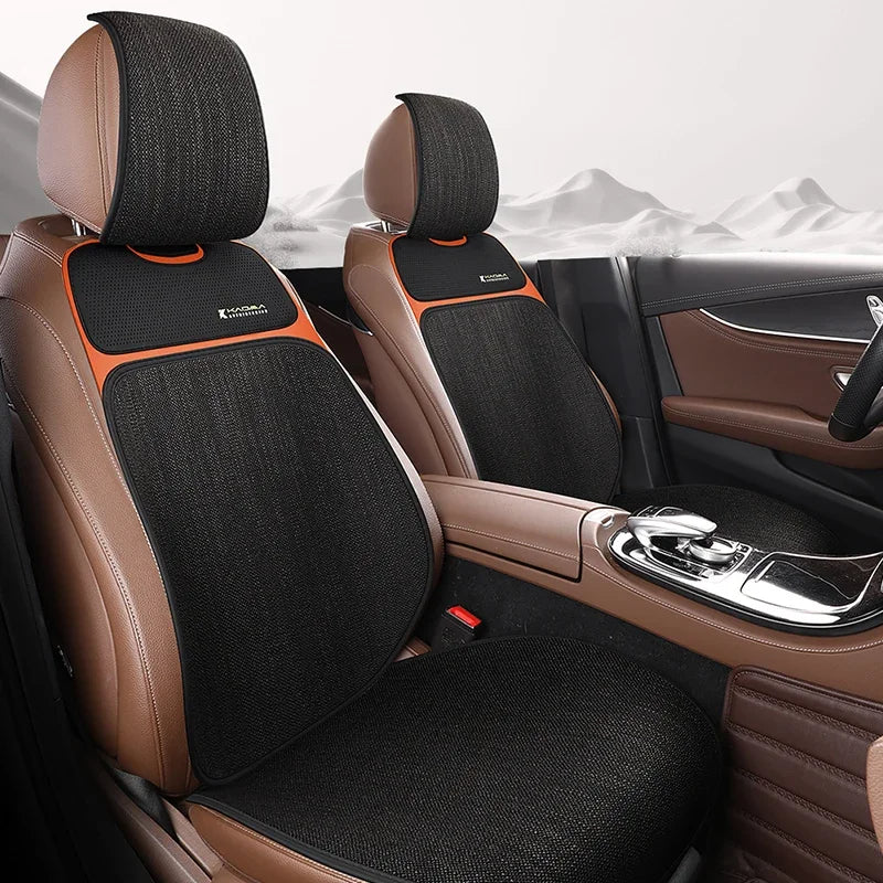 Breathable Linen-Textured Car Seat Cushion – Universal Front Row Seat Cover for All Seasons - Delicate Leather