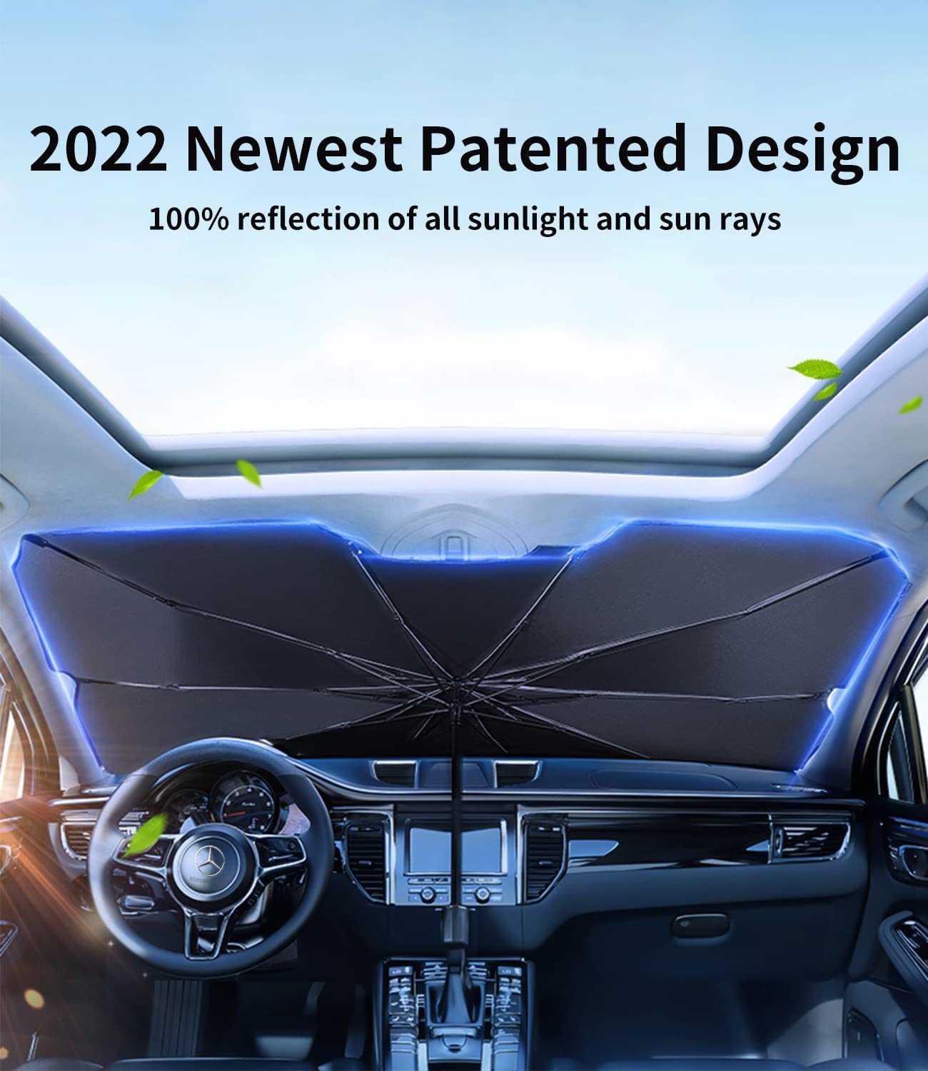 Customized Photo Dog Car Windshield Sunshade, Custom Windshield Sunshade with Picture, Fit with all car, UV Rays and Heat Sun Visor Protector Foldable Sun Shade Umbrella - Delicate Leather