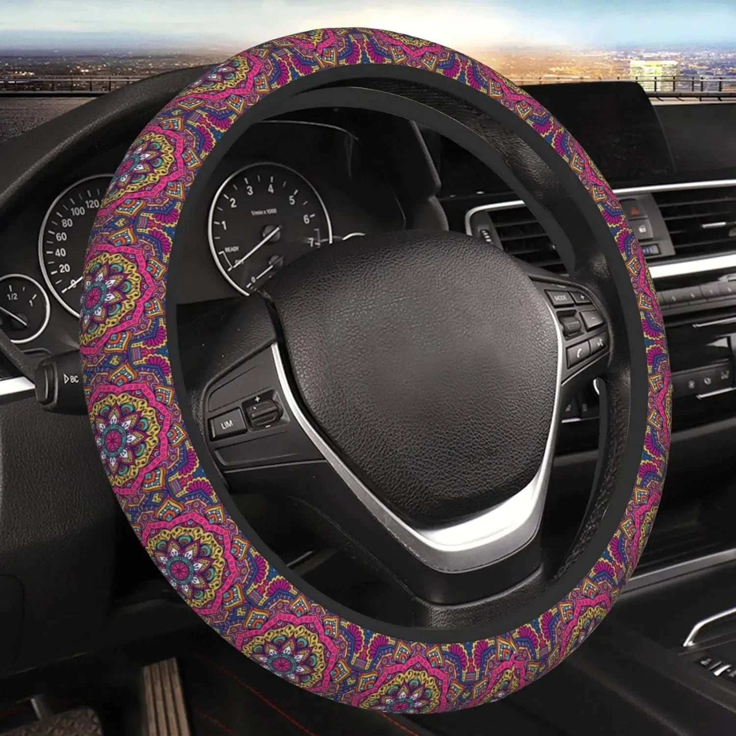 Hippie Flower Steering Wheel Cover, Sage Green Hippie Flower Car Steering Wheel Cover , Car Accessories 21 - Delicate Leather